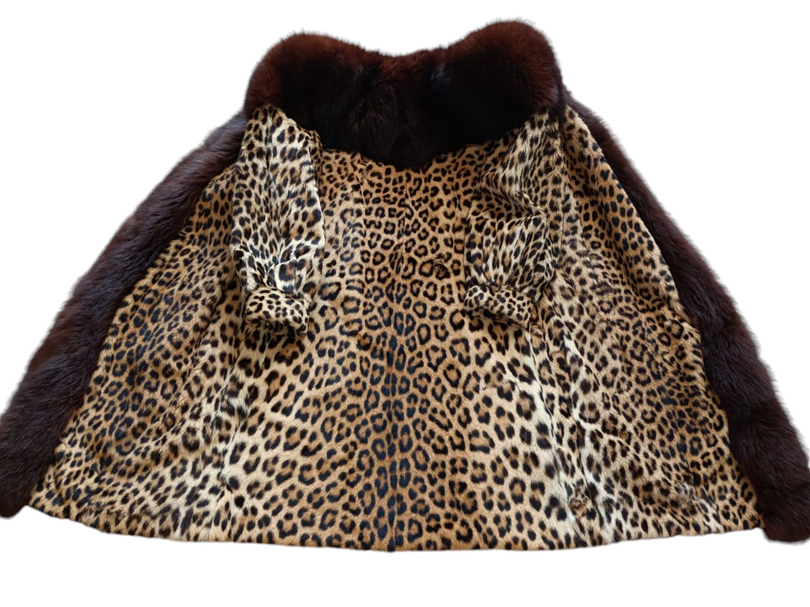 Black Mint Vintage Leopard fur coat***frozen vault size Small 6 For Sale