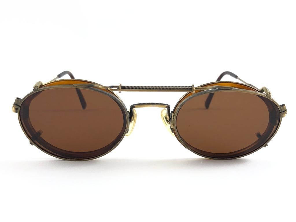 Mint Vintage Matsuda Clip On Old Gold & Silver Sunglasses 1990's Made in Japan 5