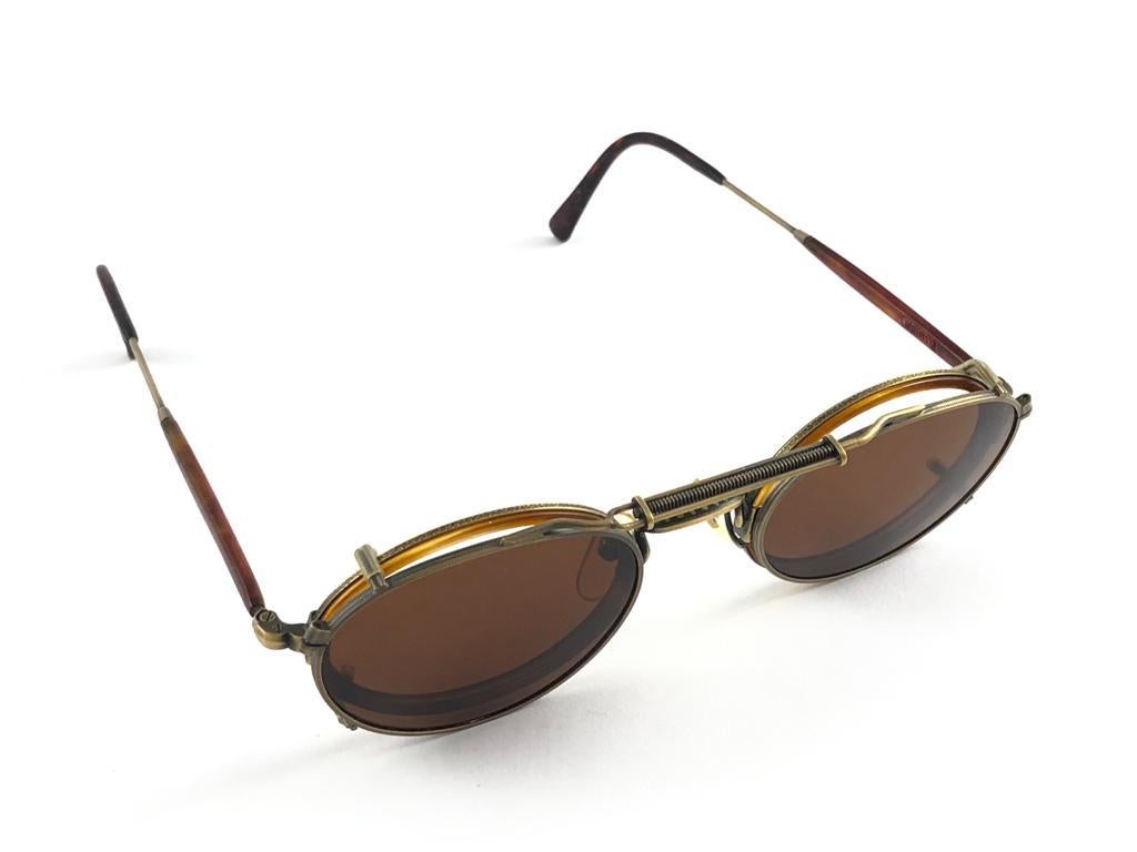 Mintfarbene Vintage Matsuda Vintage-Sonnenbrille mit Clip auf Altgold und Silber 1990er Jahre Hergestellt in Japan im Angebot 2