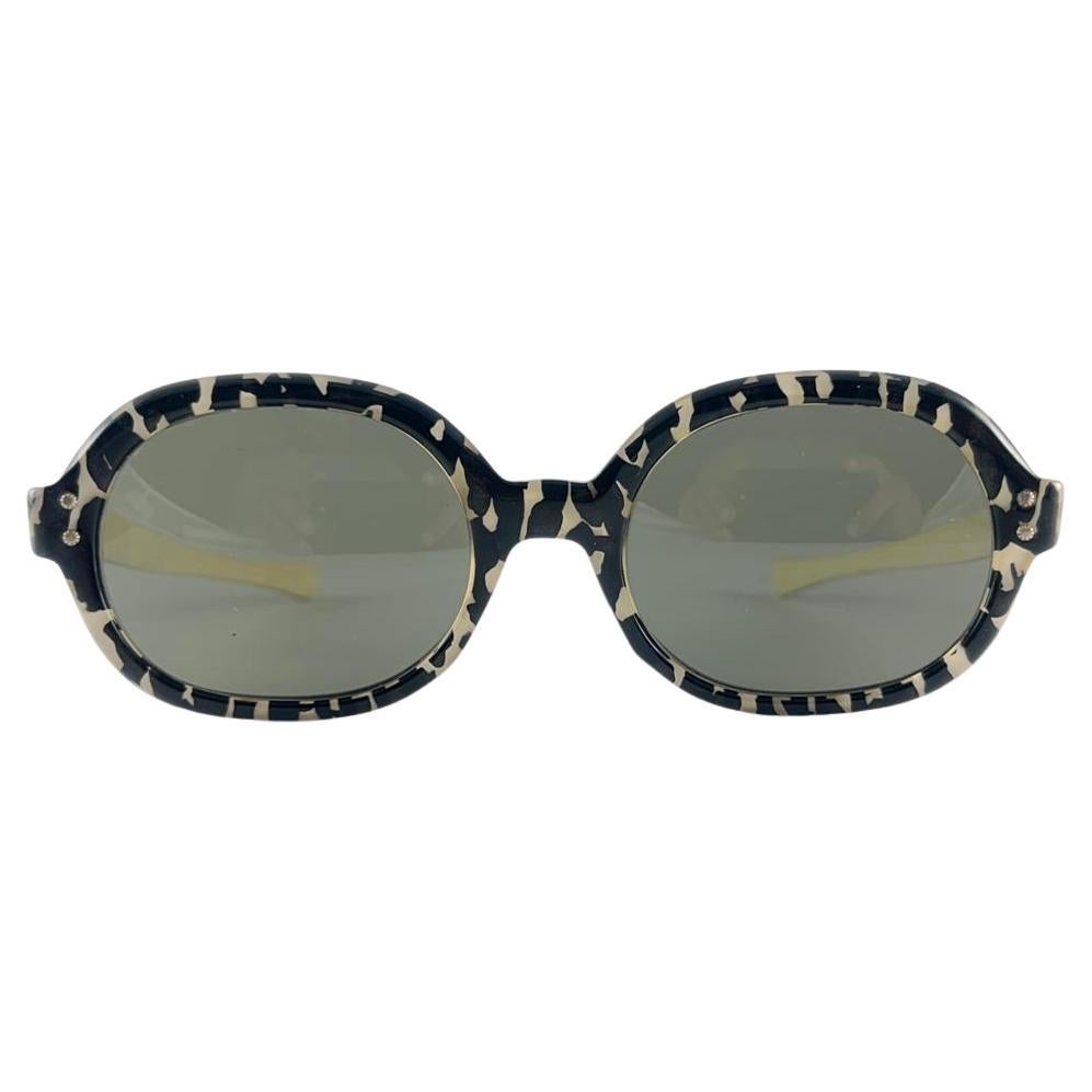 Menta Vintage Mayo "Cebra" Patrón Oval Marco Gris Lentes 60'S Usa Gafas de sol