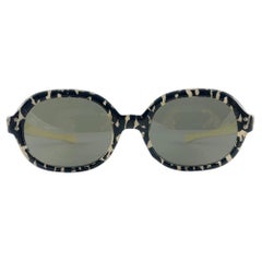 Menta Vintage Mayo "Cebra" Patrón Oval Marco Gris Lentes 60'S Usa Gafas de sol