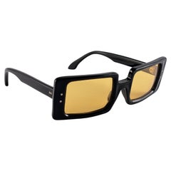 Menta Vintage de mediados de siglo Negro Elegante Lentes de ámbar Gafas de sol 1960'S