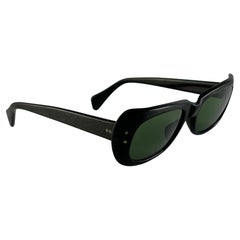 Menta Vintage Mediados de Siglo Negro Lentes Verde Liso  Gafas de sol años 60