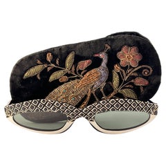 Menta Vintage Mediados de Siglo Negro  & Gafas de sol de ojos de gato texturizadas en blanco Años 60