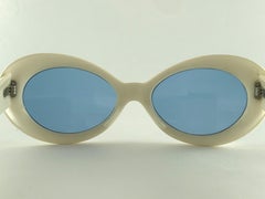 Mint Vintage Midcentury Oval Frame Blue Lenses  Sunglasses 1960'S