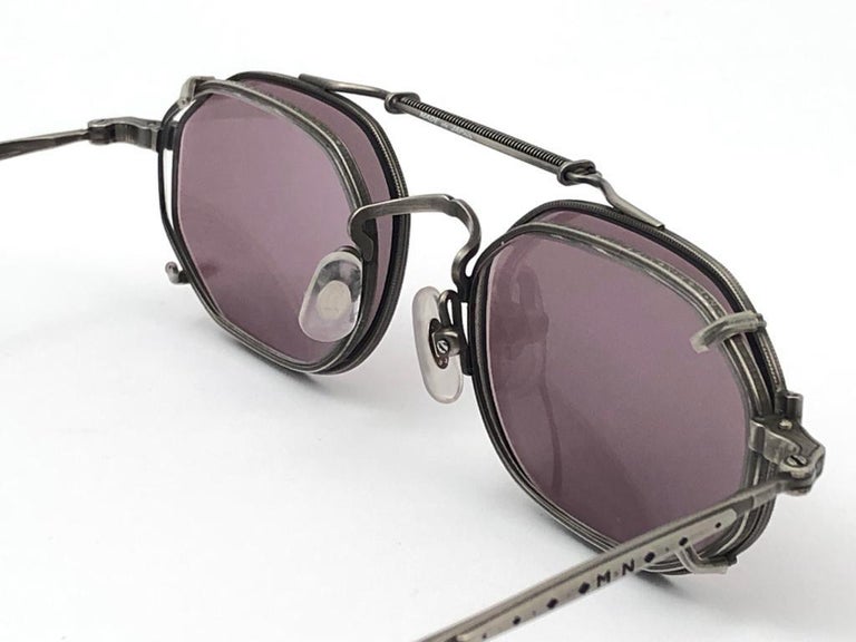 Mint Vintage MN Clip On Old Silver Sunglasses 1980 s Made in Japan