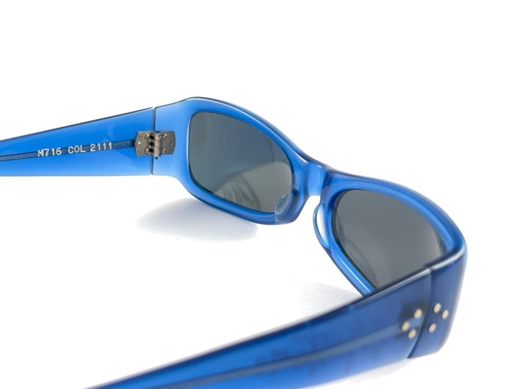Mint Vintage Montana M716 Rectangular Blue Frame Handmade 80'S France Sunglasses For Sale 7