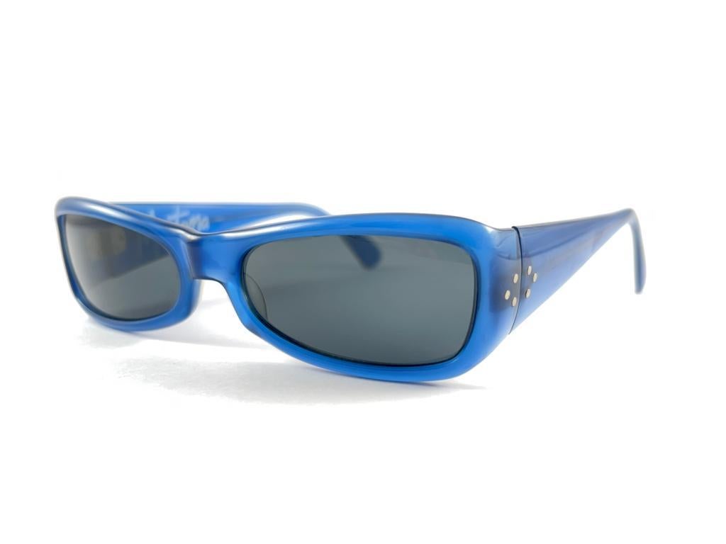 Mint Vintage Montana M716 Rectangular Blue Frame Handmade 80'S France Sunglasses For Sale 1