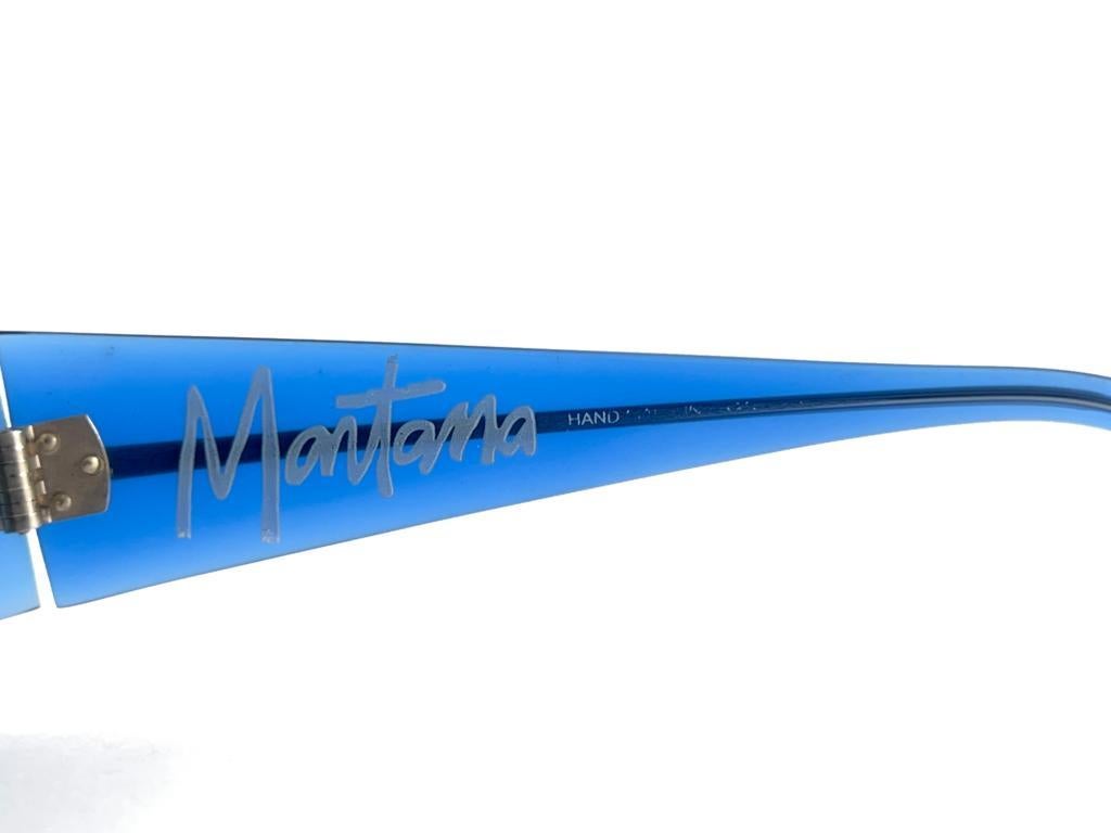 Mint Vintage Montana M716 Rectangular Blue Frame Handmade 80'S France Sunglasses For Sale 5