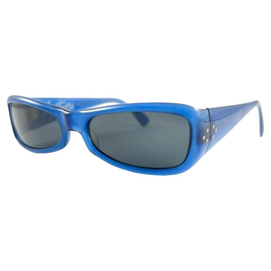 Mint Vintage Montana M716 Rectangular Blue Frame Handmade 80'S France Sunglasses For Sale