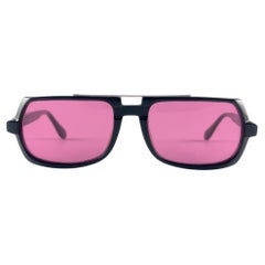 Mint Vintage Neostyle Techno Black Medium Pink Lenses Sunglasses 1990's 