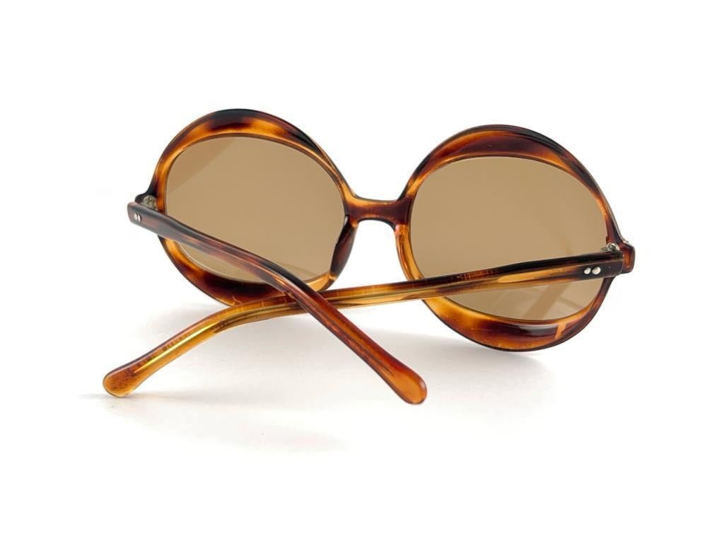 Mint Vintage Oversized Tortoise Sunglasses 1970'S Made in France  For Sale 11