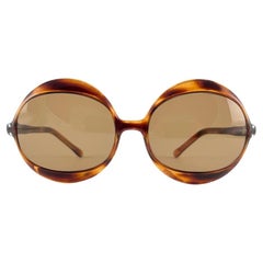Mint Vintage Übergroße Schildpatt-Sonnenbrille 1970er Jahre Hergestellt in Frankreich 
