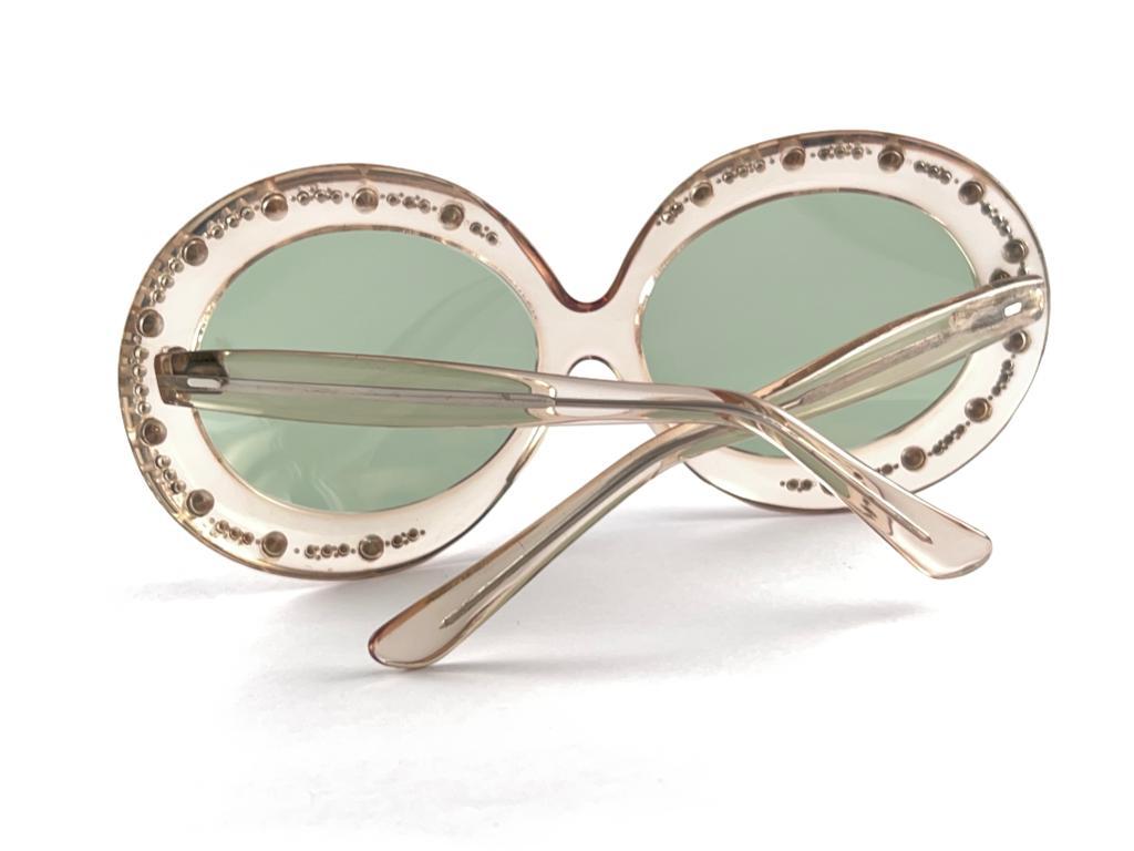 Mint Vintage Oversized Translucent Sunglasses 1970'S Made In France For Sale 5