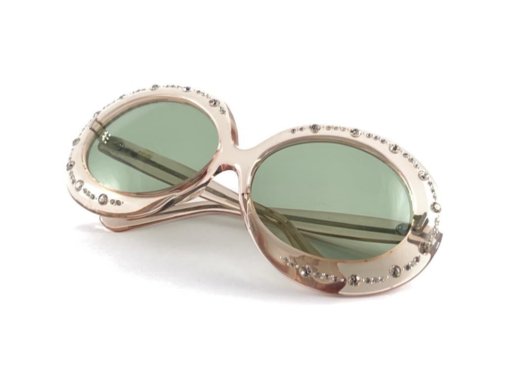 Mint Vintage Oversized Translucent Sunglasses 1970'S Made In France For Sale 6