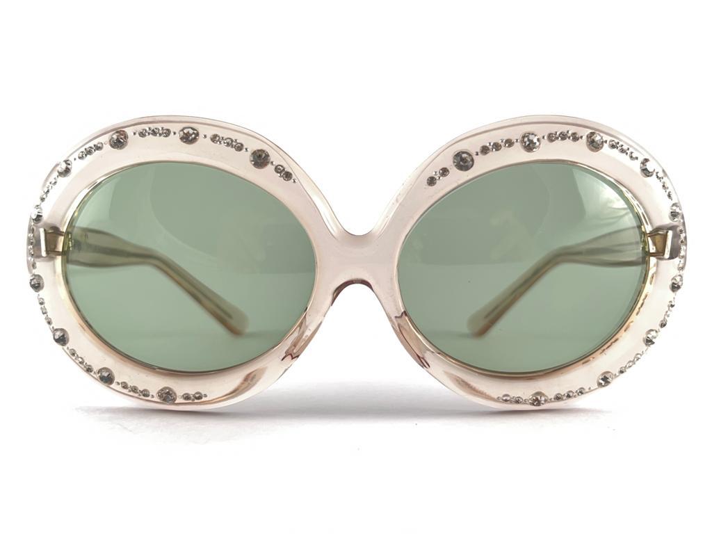 Mint Vintage Oversized Translucent Sunglasses 1970'S Made In France For Sale 7