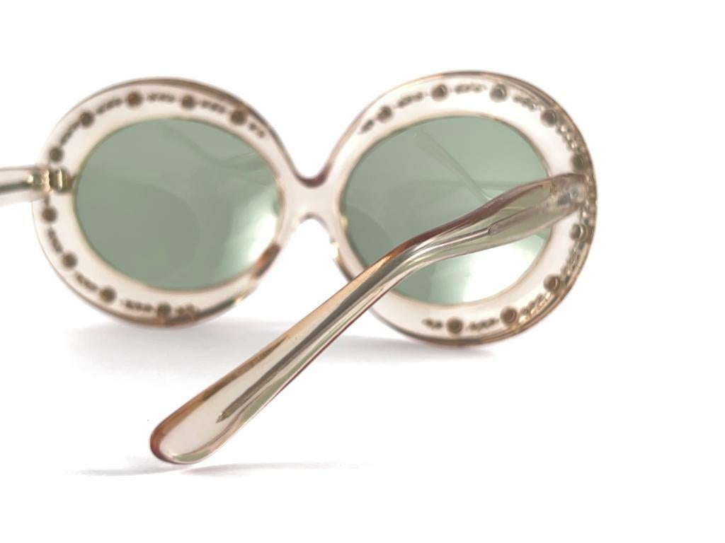 Mint Vintage Oversized Translucent Sunglasses 1970'S Made In France For Sale 2