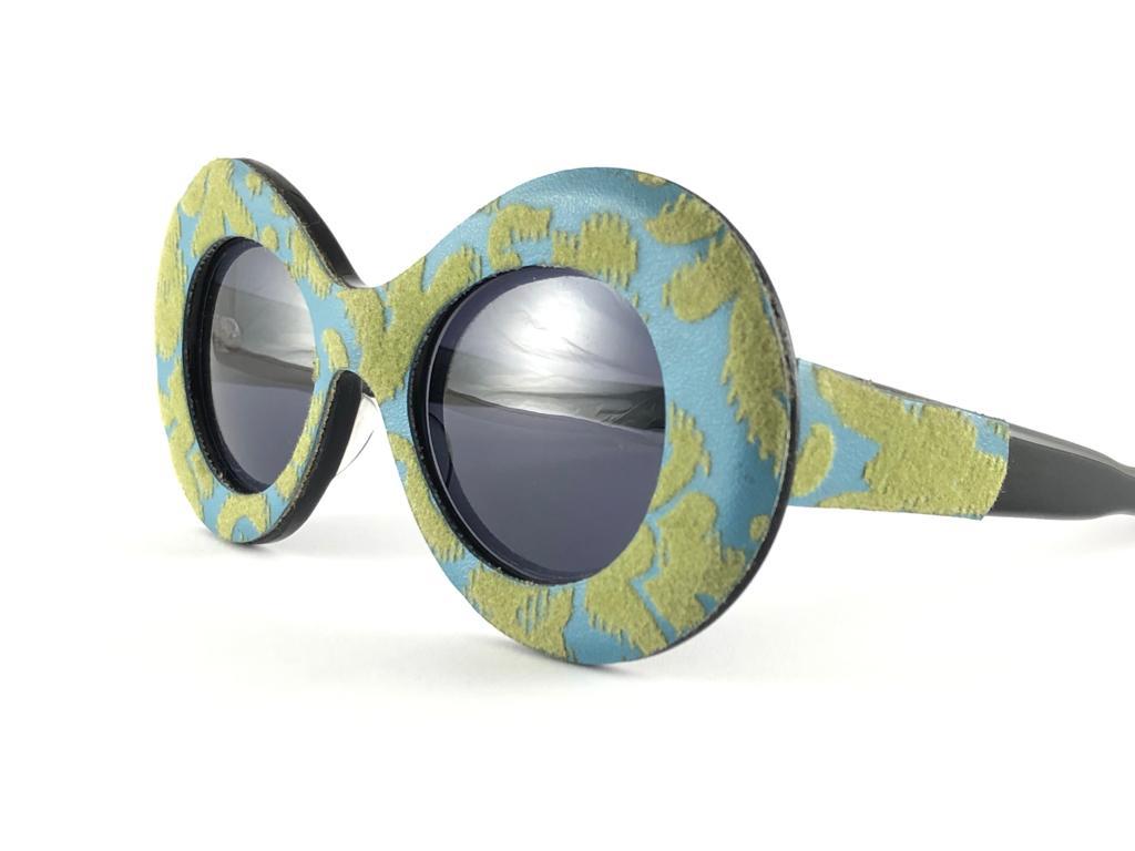 Mint Vintage Pompeii Turquoise Fabric Made in Italy Sunglasses, 1960   For Sale 4