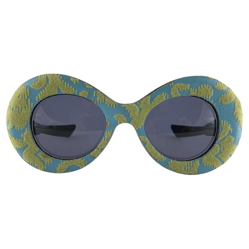 Mint Vintage Pompeii Turquoise Fabric Made in Italy Sunglasses, 1960   For Sale