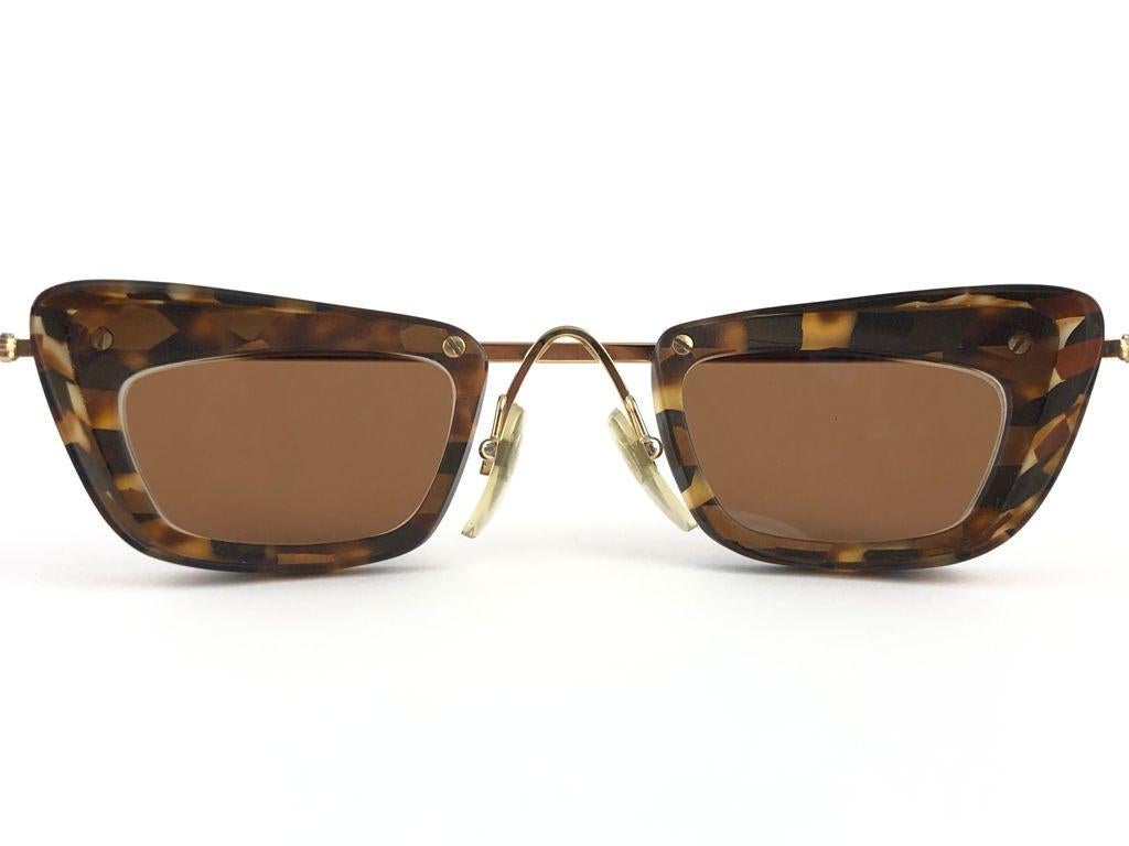 Mint Vintage Rare Alain Mikli 4103 624 Black & Brown Undertones Sunglasses 1990 For Sale 2