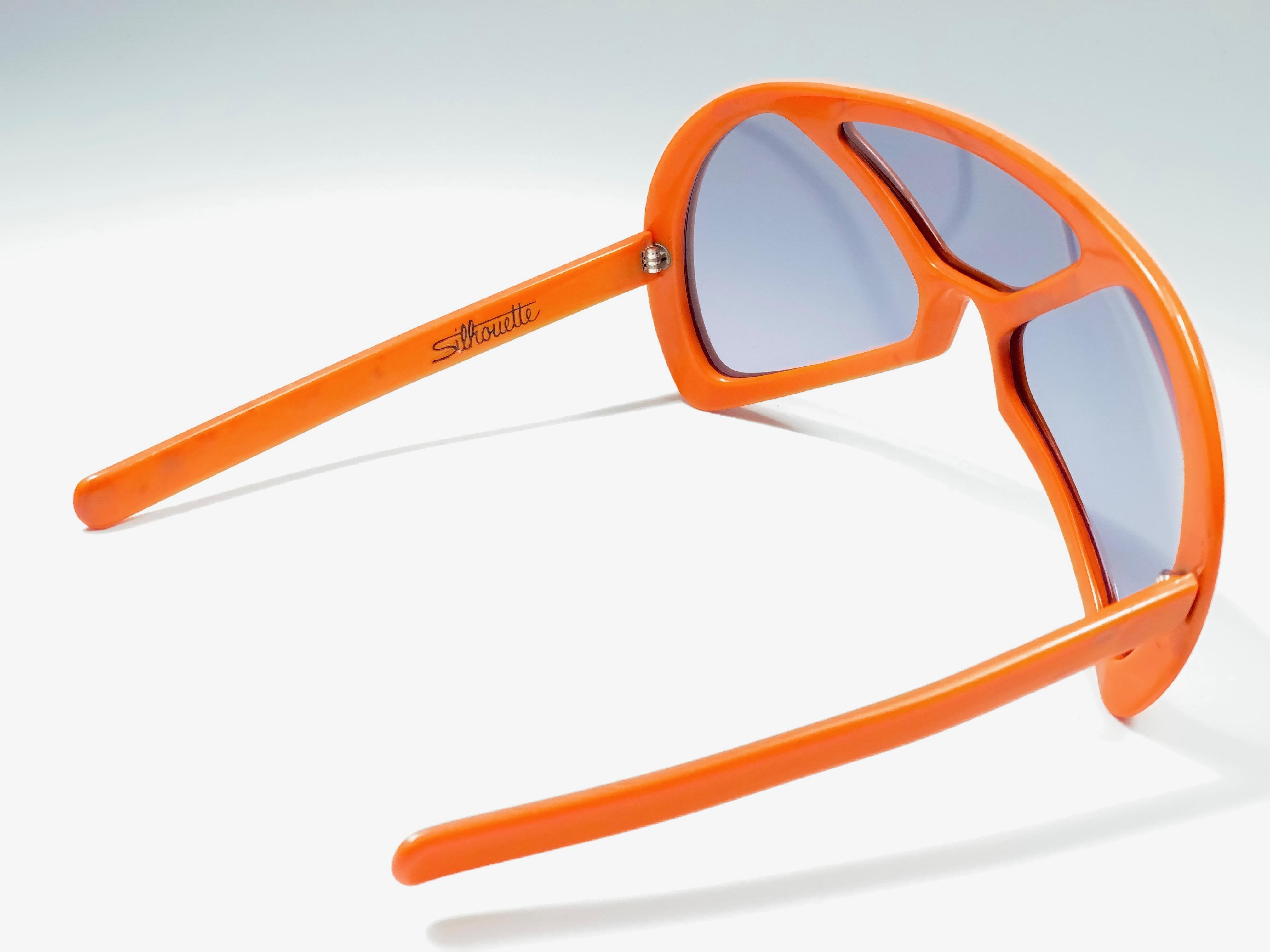 Women's or Men's Mint Vintage Rare Silhouette Futura 570 Orange Collector Item 1970 Sunglasses  For Sale