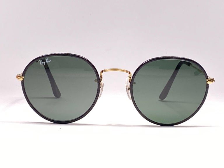 B&L Rayban Small Round l USA製 レイバン Mint Vintage Ray Ban Leathers Black Round G15 Lens B&L 1980's