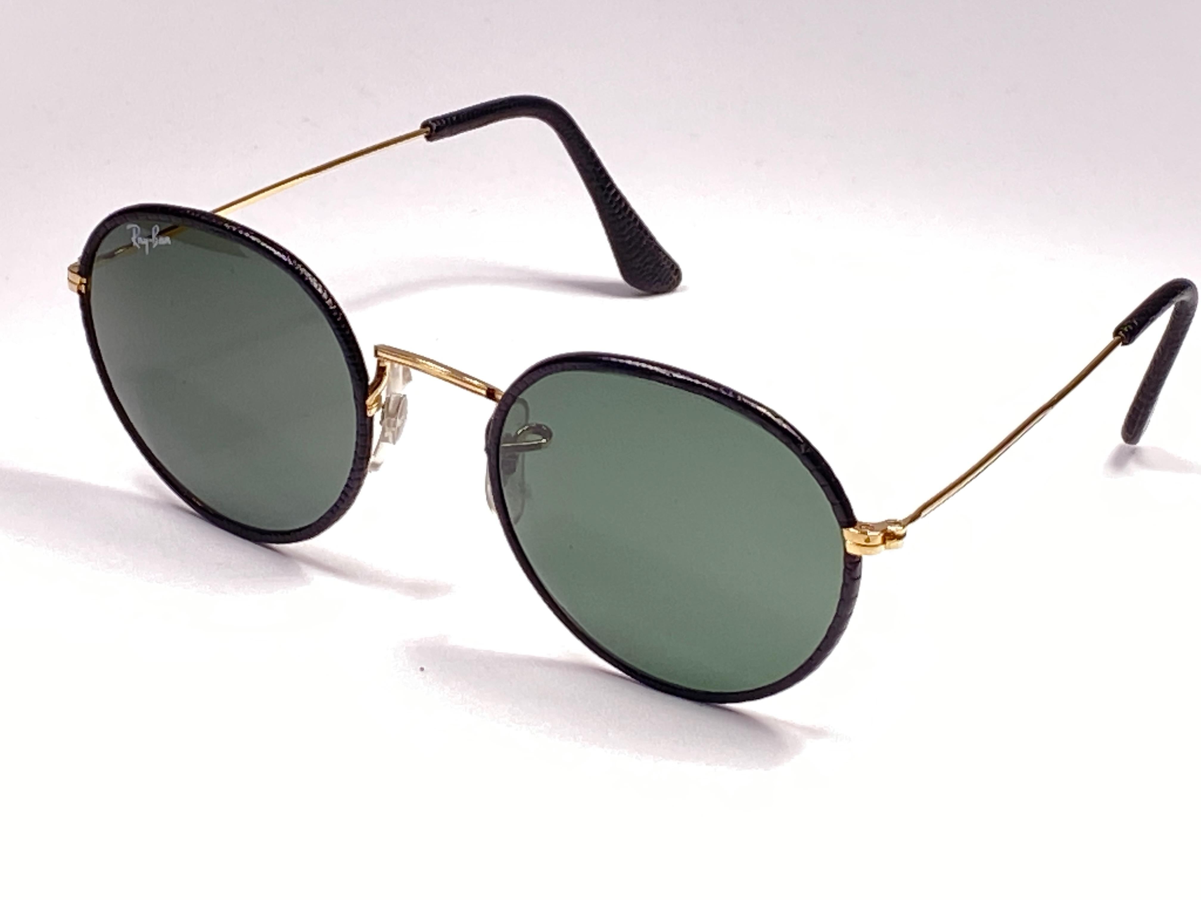 da uomo o donna Ray Ban vintage di zecca con lenti tonde nere G15  Occhiali da sole B&L anni 80 in vendita