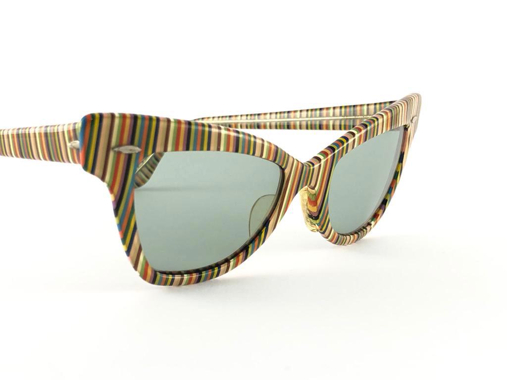 Women's or Men's Mint Vintage Ray Ban Multicolors 1960's MidCentury Green Lens USA B&L Sunglasses