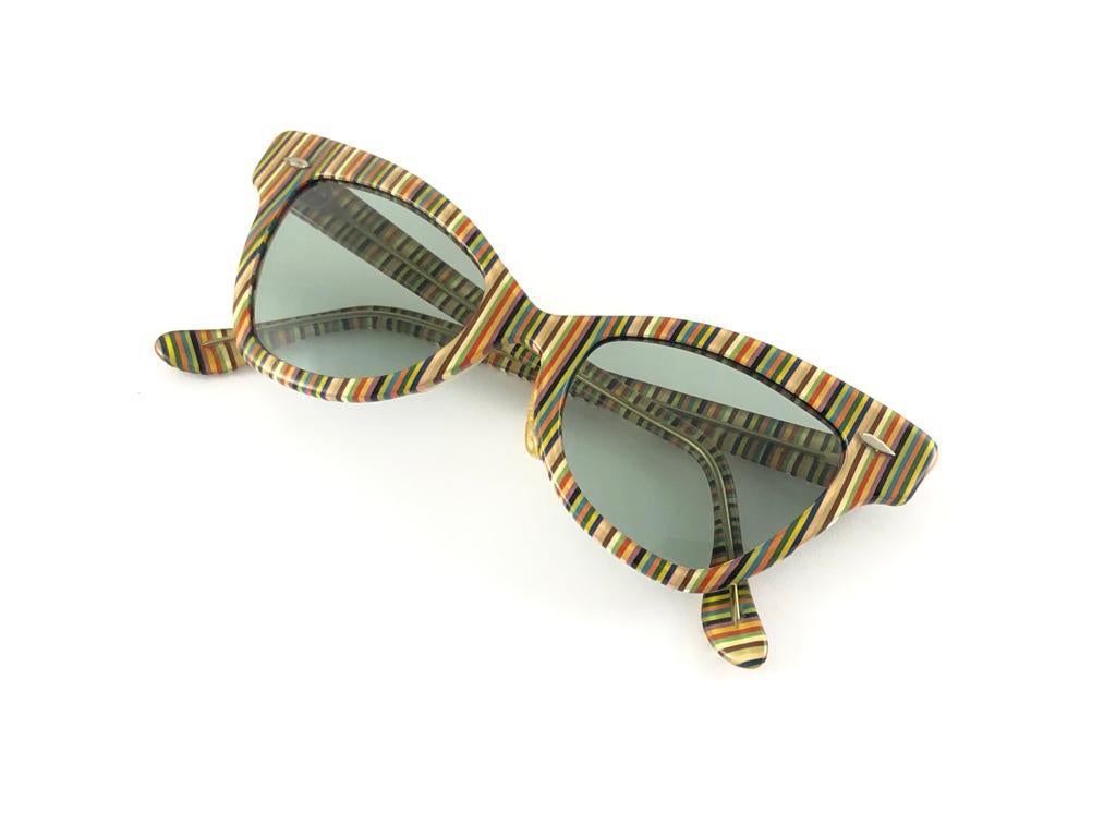 Mint Vintage Ray Ban Multicolors 1960's MidCentury Green Lens USA B&L Sunglasses 1
