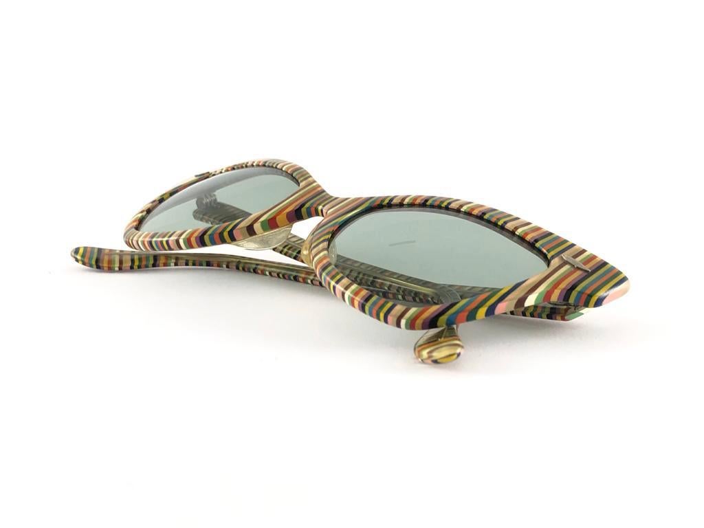 Mint Vintage Ray Ban Multicolors 1960's MidCentury Green Lens USA B&L Sunglasses 2