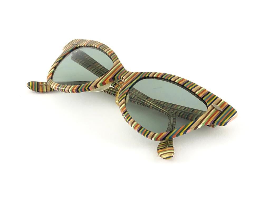 Mint Vintage Ray Ban Multicolors 1960's MidCentury Green Lens USA B&L Sunglasses 3