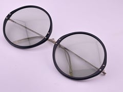 Mint Vintage Round Oversized Black & Silver Frame Sunglasses 1960's France