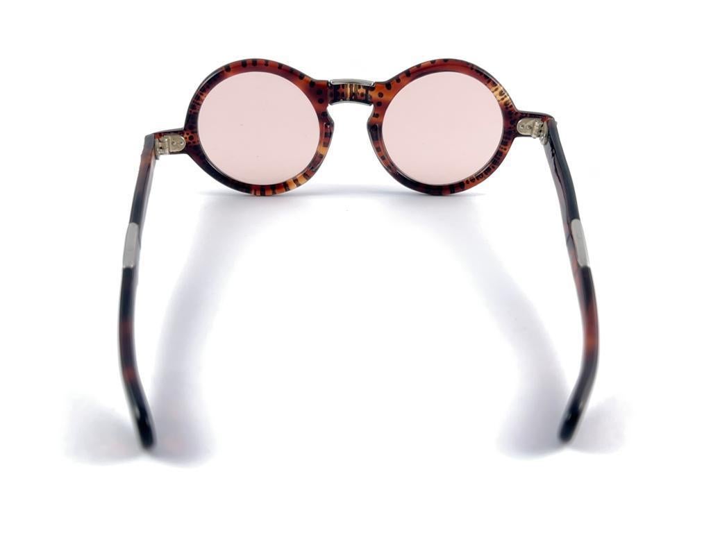 Mint Vintage Round Rhinestones Tortoise Foldable 1980's France Sunglasses For Sale 6