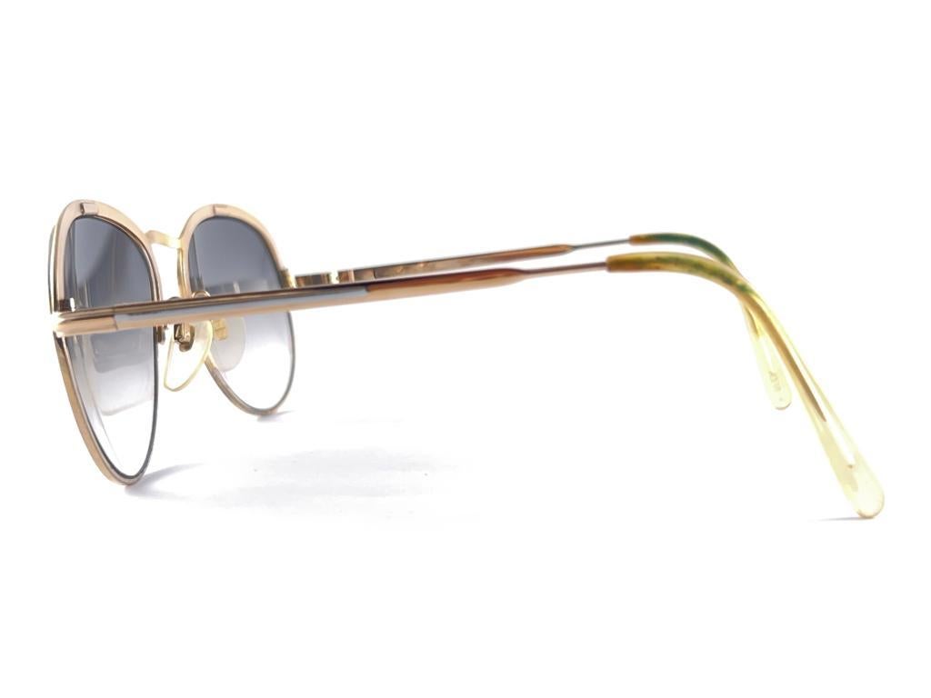 Gray Mint Vintage Serge Kirchhofer 113 White & Gold Frame Sunglasses Made in Germany For Sale