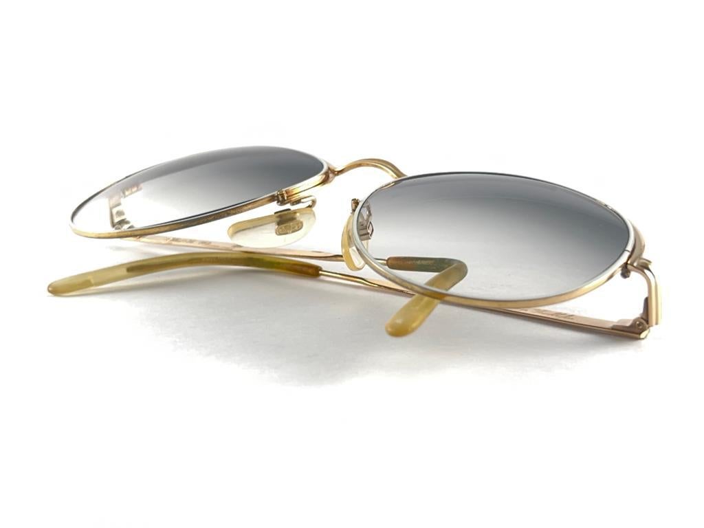 Mint Vintage Serge Kirchhofer 113 White & Gold Frame Sunglasses Made in Germany For Sale 3