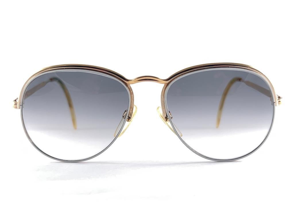 Mint Vintage Serge Kirchhofer 113 White & Gold Frame Sunglasses Made in Germany For Sale 4