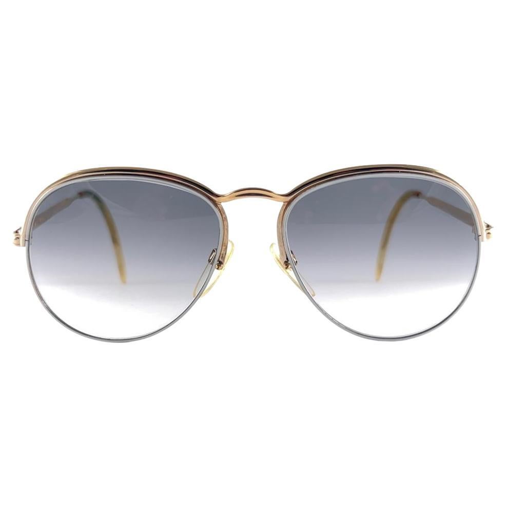 Mint Vintage Serge Kirchhofer 113 White & Gold Frame Sunglasses Made in Germany For Sale
