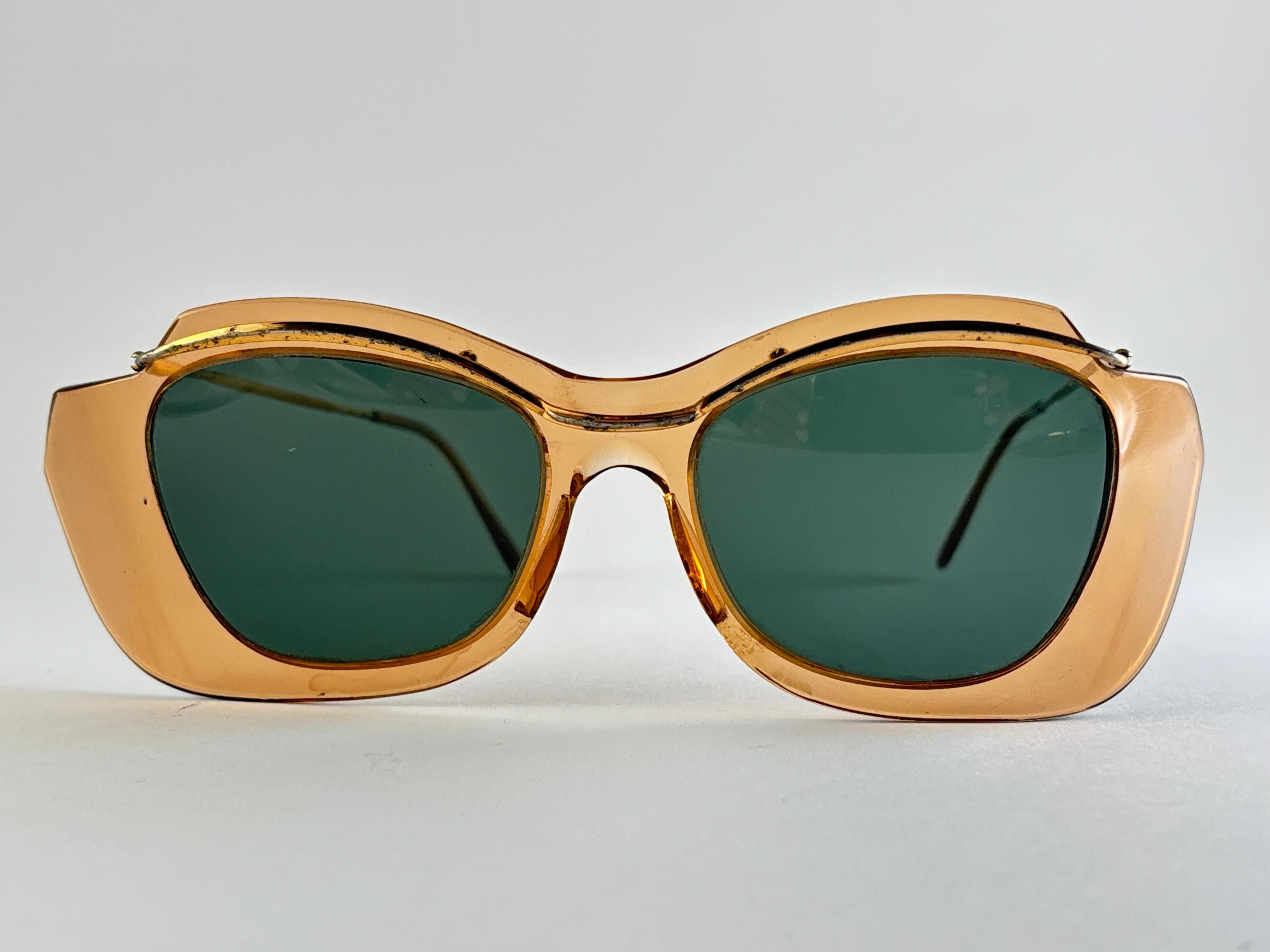 Mint Vintage Sol Amor Bernstein Grau Gläser Maske Frame Sonnenbrillen 60er Jahre Frankreich im Angebot 5