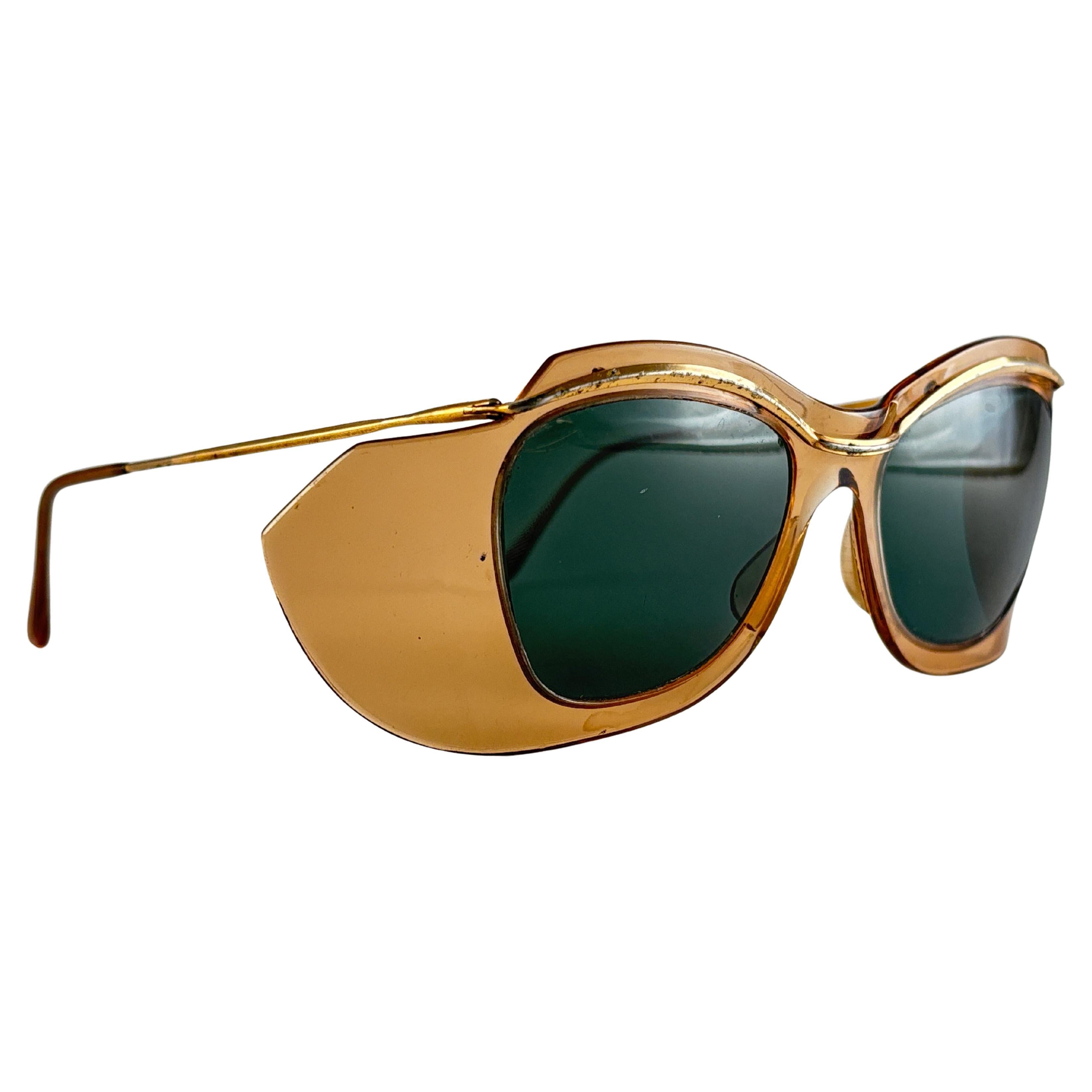Mint Vintage Sol Amor Bernstein Grau Gläser Maske Frame Sonnenbrillen 60er Jahre Frankreich (Schwarz) im Angebot
