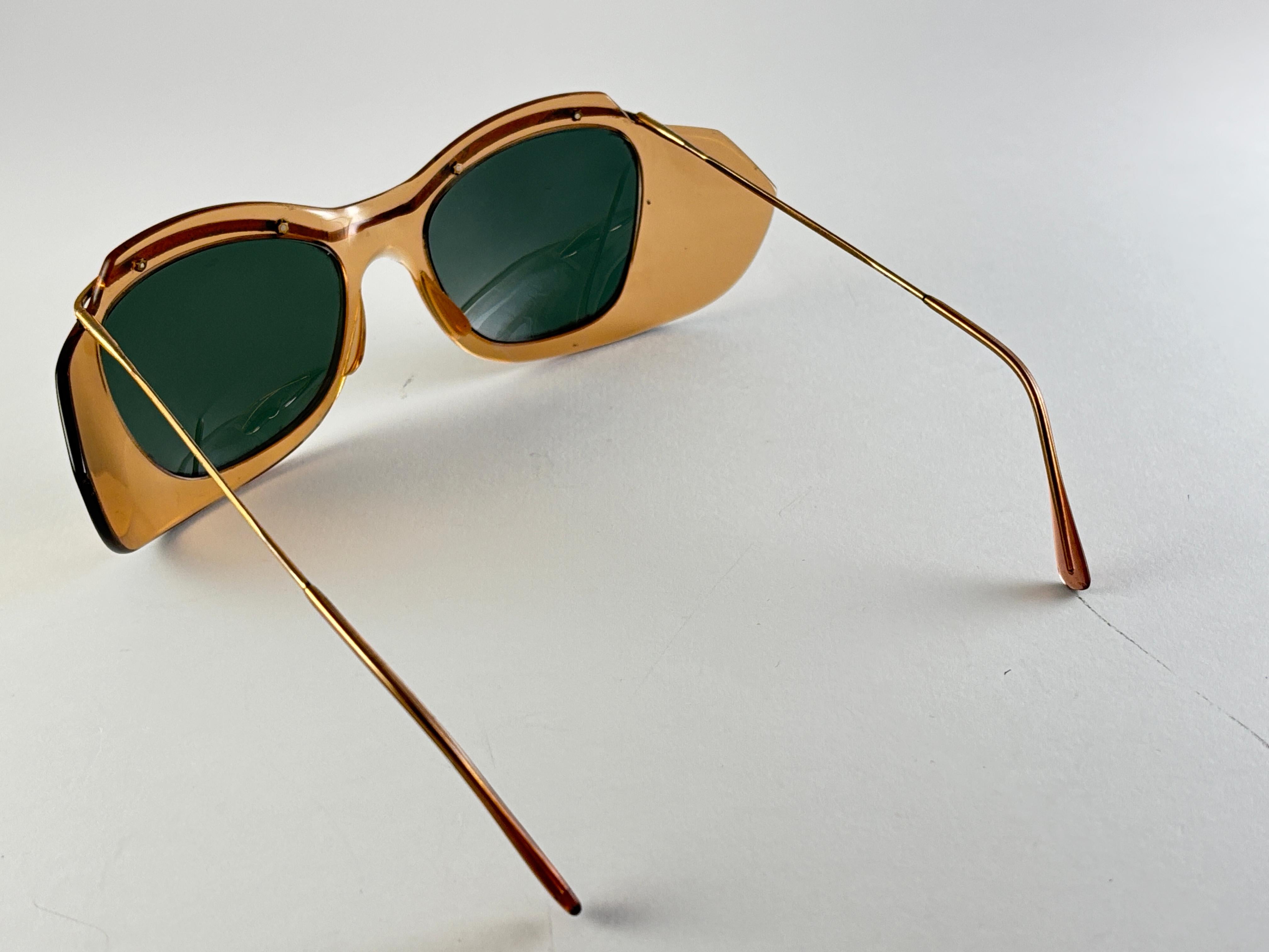Mint Vintage Sol Amor Bernstein Grau Gläser Maske Frame Sonnenbrillen 60er Jahre Frankreich im Angebot 3