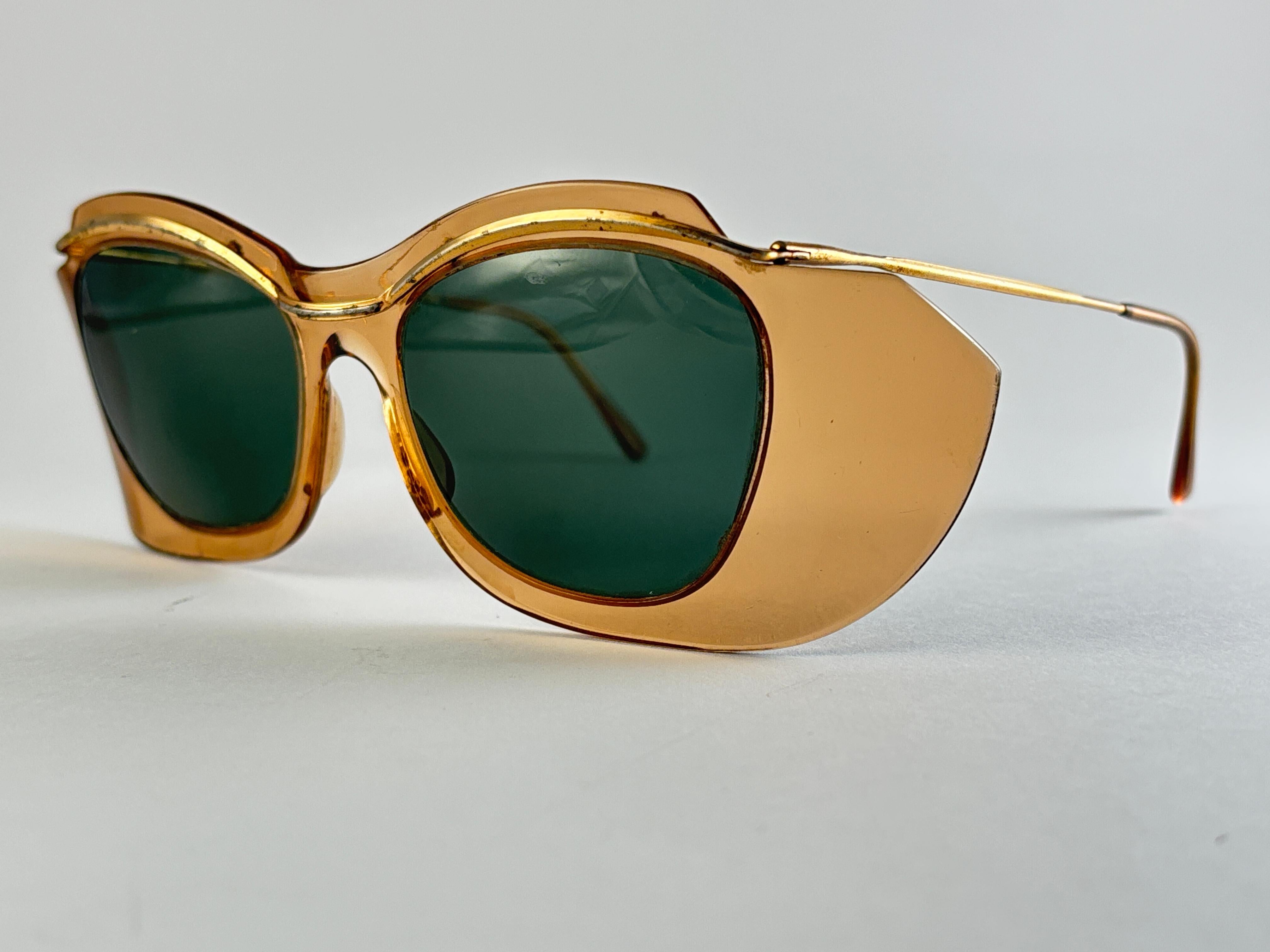 Mint Vintage Sol Amor Bernstein Grau Gläser Maske Frame Sonnenbrillen 60er Jahre Frankreich im Angebot 4