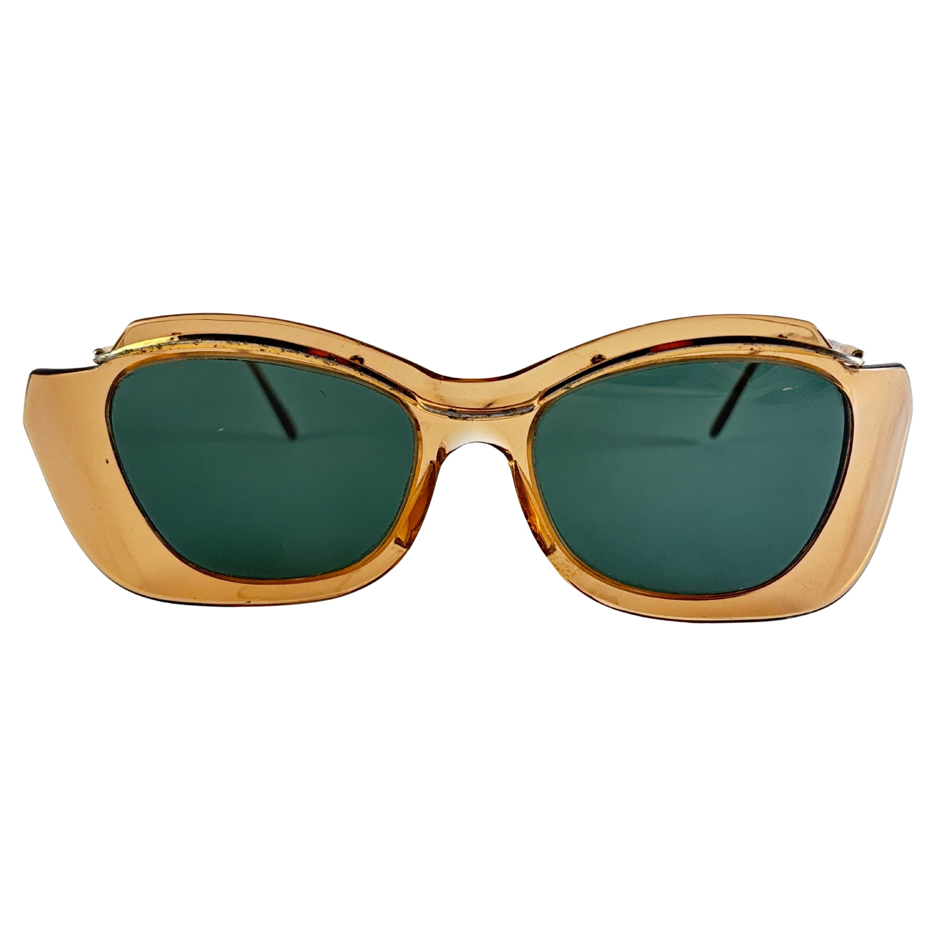 Mint Vintage Sol Amor Bernstein Grau Gläser Maske Frame Sonnenbrillen 60er Jahre Frankreich im Angebot