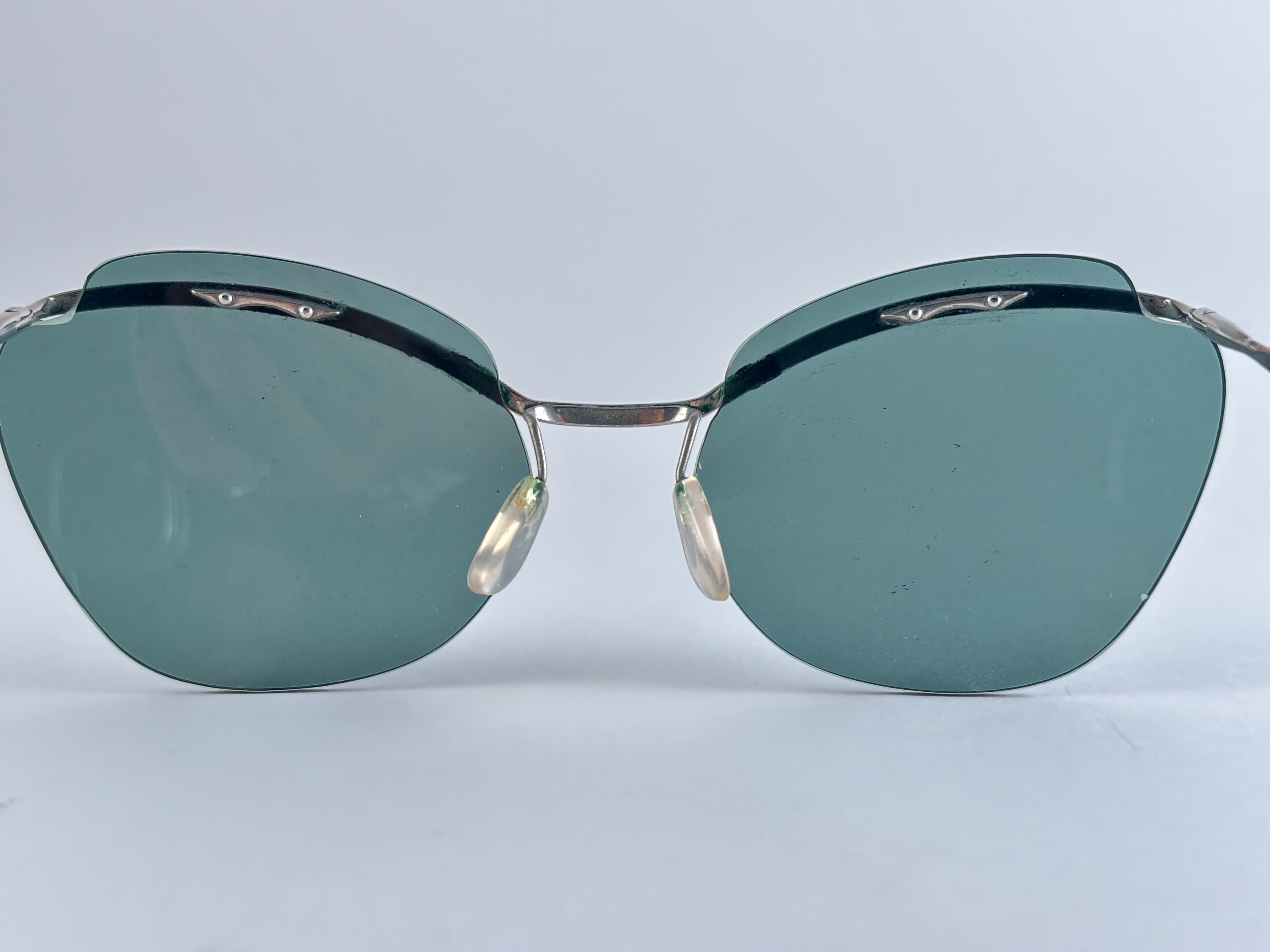 Mint Vintage Sol Amor Silber Grau Gläser Rimless Frame Sonnenbrillen 60er Jahre Frankreich im Angebot 6