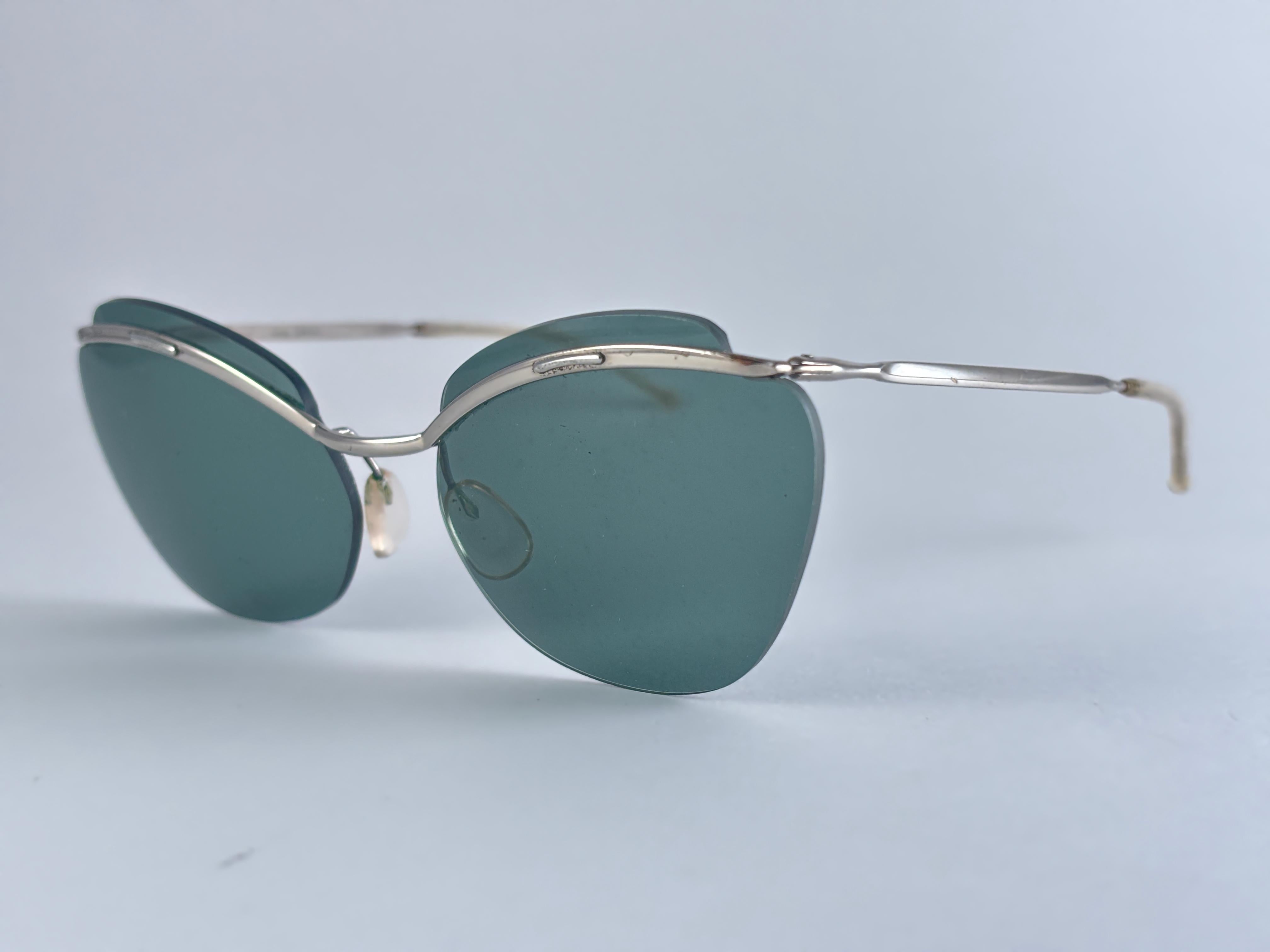 Mint Vintage Sol Amor Silber Grau Gläser Rimless Frame Sonnenbrillen 60er Jahre Frankreich im Angebot 7