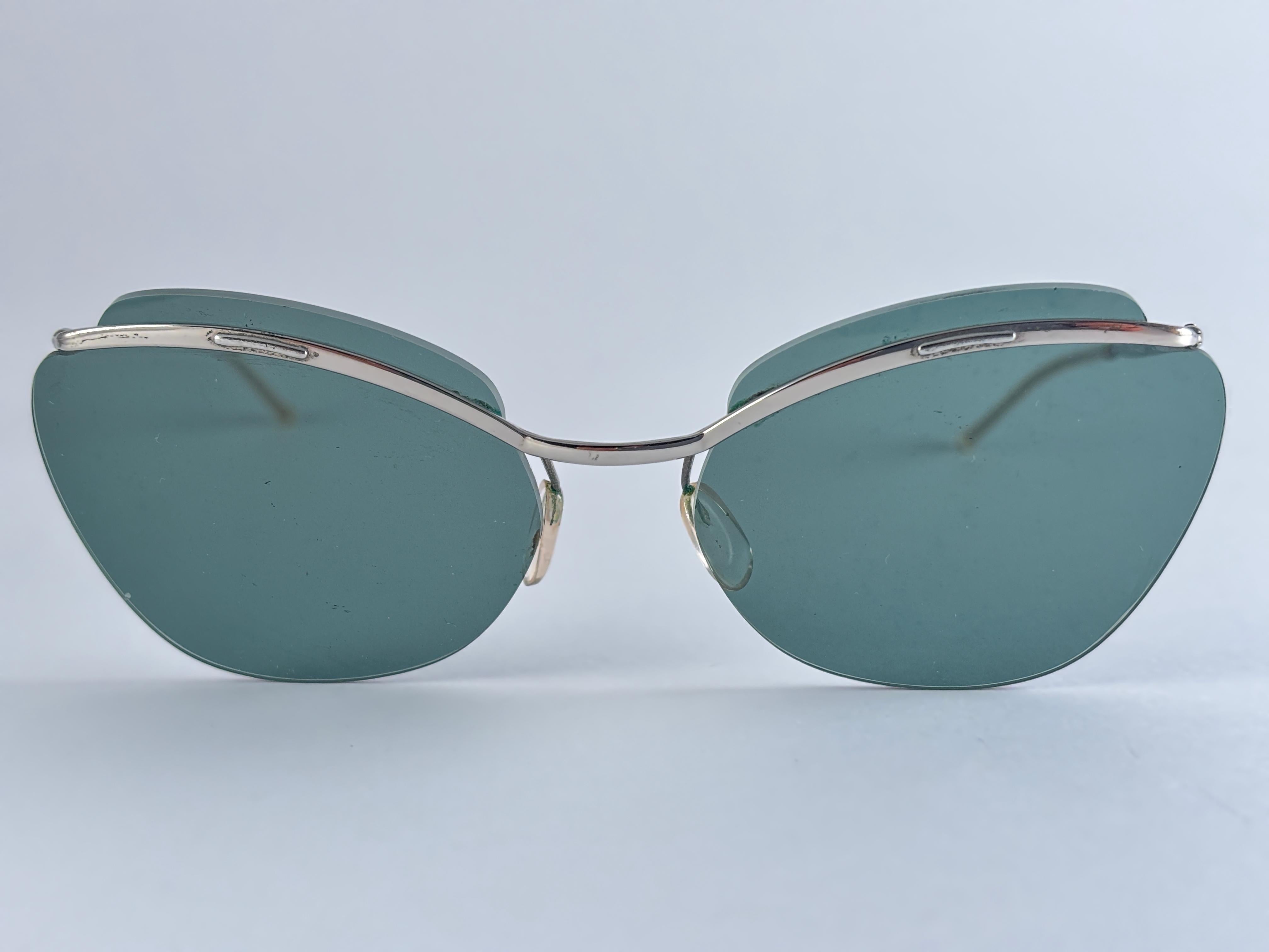 Mint Vintage Sol Amor Silber Grau Gläser Rimless Frame Sonnenbrillen 60er Jahre Frankreich im Angebot