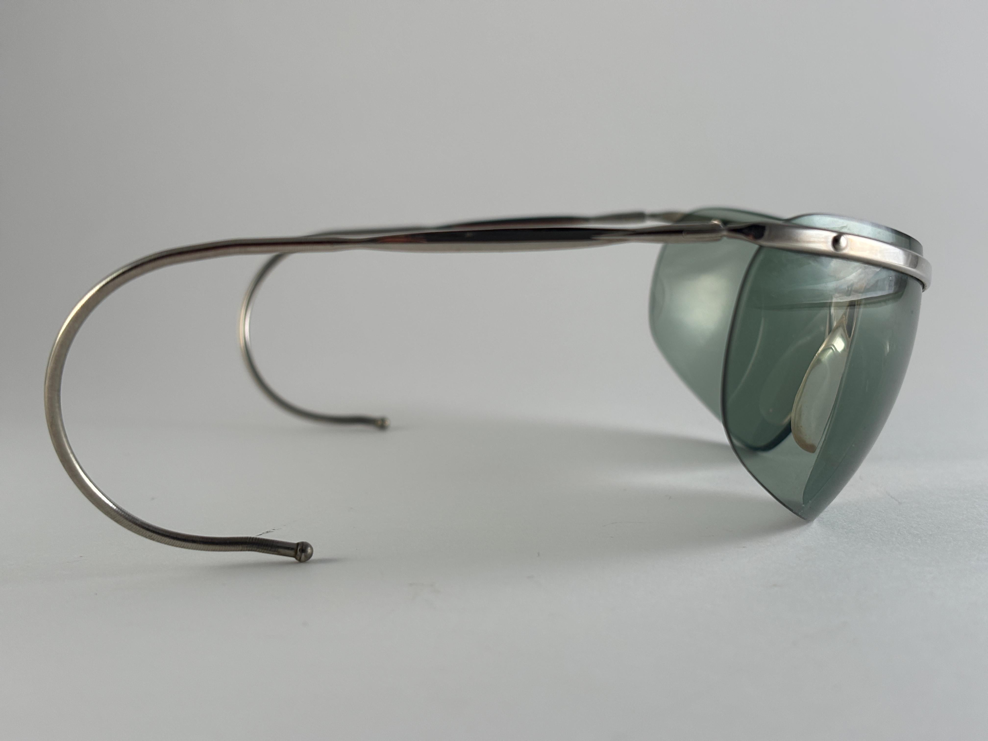 Mint Vintage Sol Amor Silver Rimless Wrap Frame Sonnenbrillen 1960er Jahre Frankreich im Angebot 2