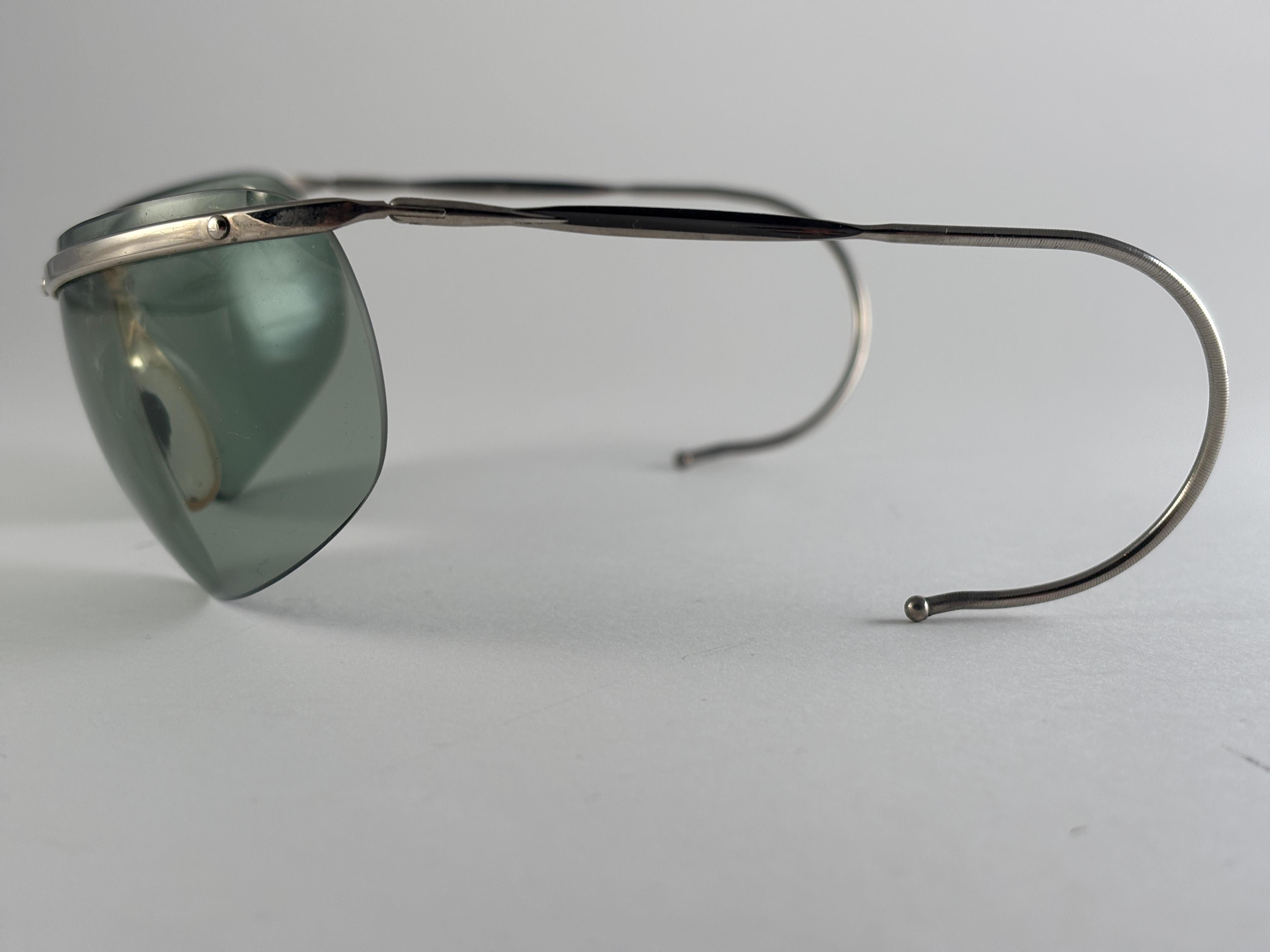Mint Vintage Sol Amor Silver Rimless Wrap Frame Sonnenbrillen 1960er Jahre Frankreich im Angebot 3