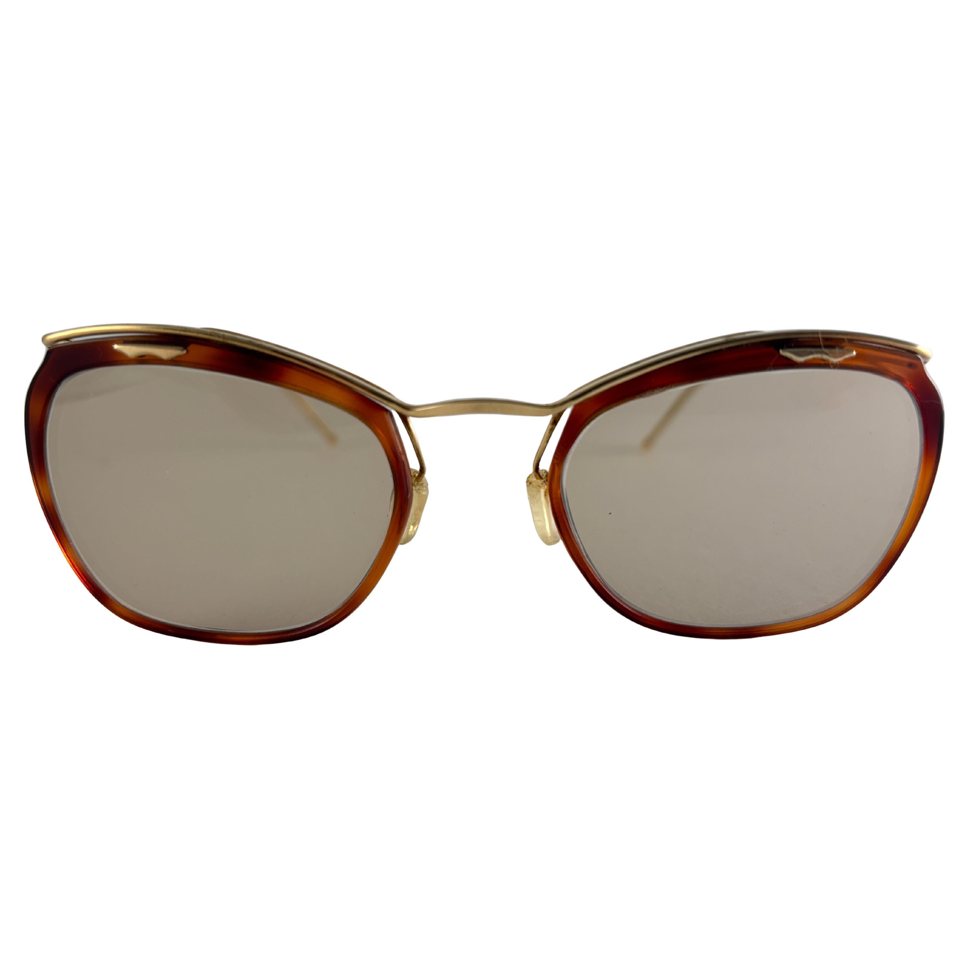 Mint Vintage Sol Amor Kleine Schildkröte & Gold Frame Sonnenbrillen 1960er Jahre Frankreich