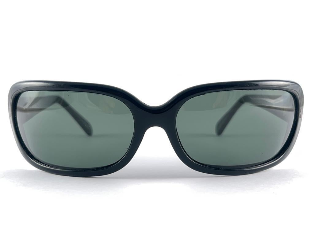 Mint Vintage Swank Black Wrap Frame 70'S Sunglasses Made In France 9