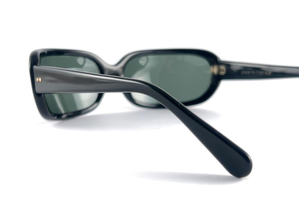 Mint Vintage Swank Black Wrap Frame 70'S Sunglasses Made In France 2